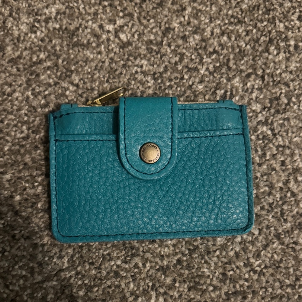 Portland Leather Goods Key West Teal Leather Card Holder Wallet NWOT